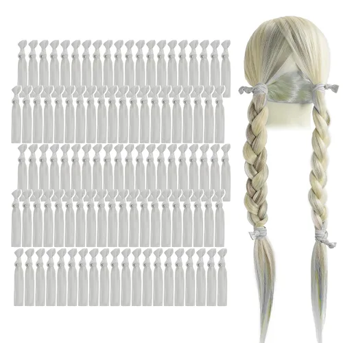 Miniatura 31 de MEEDEE Paquete de 100 lazos para el cabello, color negro, sin pliegues, nudos suaves para mujeres, sin daño, adecuado para colas de caballo, yoga