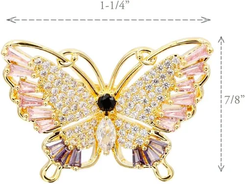 Miniatura 2 de Lavencious Anillo ajustable con diseño de mariposa con circonitas AAA y piedras de color para mujer