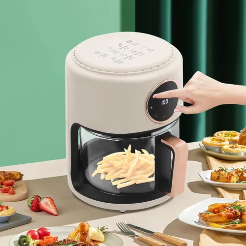 Miniatura 3 de Freidora de aire turbo de vidrio de 4.2L, freidora aireada visible de 360° 110V, pantalla táctil digital de 1200 W para hogar y restaurante