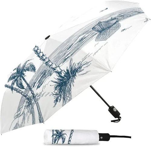 Miniatura 2 de DHDM Umbrella Automatic Beach Umbrella Outdoor Adults Printed Rain Umbrella for Men Kids Parasol