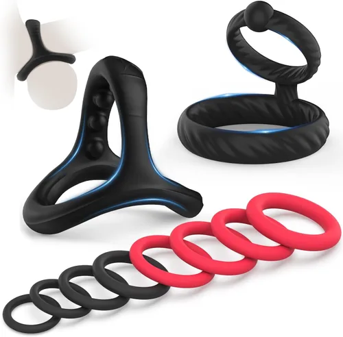 Juego de anillos de silicona para el pene con 10 tamaños diferentes para mejorar la erección, juguete sexual para hombres más fuertes de larga