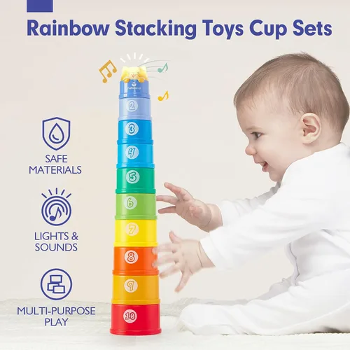Miniatura 2 de hahaland Juguetes apilables para niños pequeños de 1 a 3 años – Vasos apilables – Juguete para niños de 1 a 2 años de edad Juguetes Montessori
