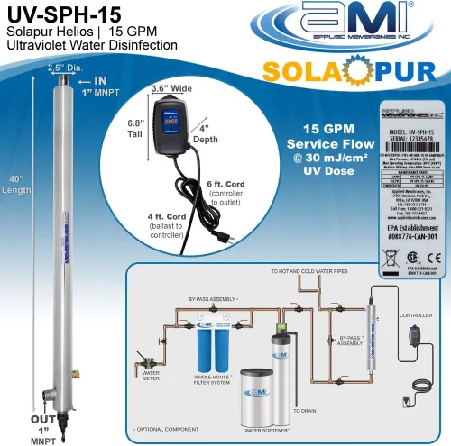 Miniatura 3 de APPLIED MEMBRANES INC. Solapur Purificador de agua ultravioleta para toda la casa esterilizador UV para purificación de agua potable de punto