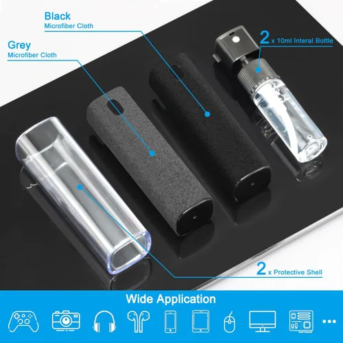 Miniatura 2 de Paquete de 2 limpiadores de pantalla en aerosol y toallitas para monitor de laptop y pantallas de automóvil, kit de limpieza de niebla de pantalla
