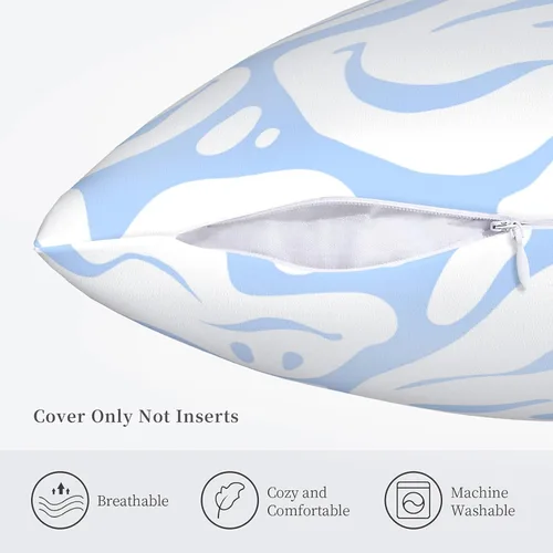 Miniatura 5 de Lindas almohadas de preppy (solo fundas, sin rellenos de almohada), lindas almohadas de color azul claro para la playa, adolescente, niña, Azul bebé