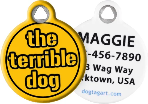 Miniatura 2 de The Terrible Dog Sports - Etiqueta de identificación de mascotas con temática deportiva para perros, etiqueta de identificación silenciosa de acero