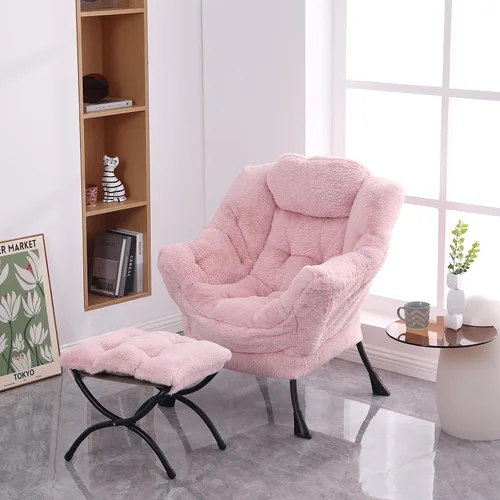 Miniatura 4 de MBOOYOME - Silla perezosa con otomano plegable, sillón de acento moderno de ocio con reposabrazos y bolsillo lateral y reposapiés plegable, silla