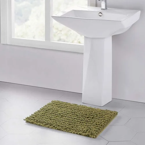 Miniatura 312 de Walensee Alfombra de baño antideslizante (24x17 pulgadas, rosa polvoriento) absorbente de agua, súper suave, lanuda de felpilla, lavable a máquina
