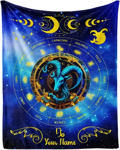 Miniatura 24 de Manta del zodiaco Tauro, manta de franela de 50 x 40 pulgadas, manta de franela con temática de astrología y estrellas y vibrante, manta suave