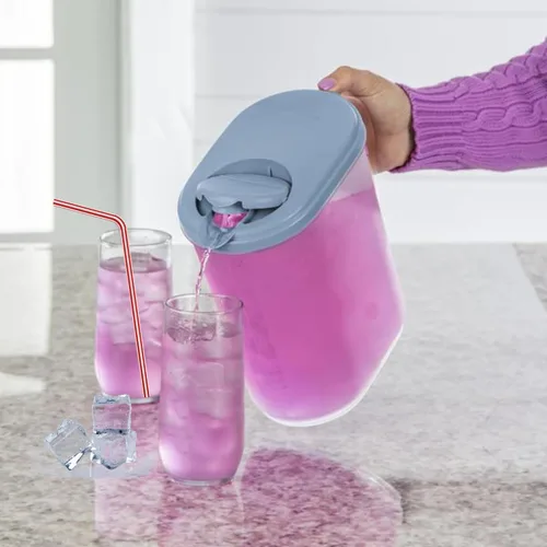 Miniatura 4 de Paquete de 2 jarras de agua con tapa y boquilla pivotante superior de 1 galón Diseño delgado para puerta de refrigerador, apto
