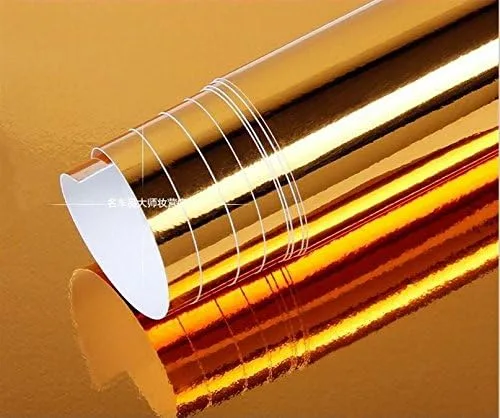 DIYAH Adhesivo de vinilo cromado dorado brillante para automóvil con liberación de aire, sin burbujas, antiarrugas (12 x 60 pulgadas/1 pie x 5 pies)