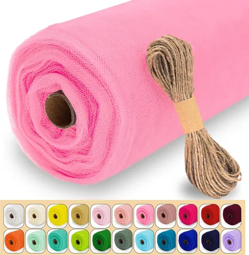 Miniatura 28 de Rollo de tela de tul, 54 pulgadas x 10 yardas (30 pies) de tul para decoración de boda, tutú de fiesta, telón de fondo, baby shower, faldas de mesa