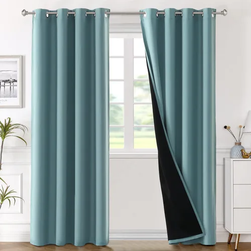 Miniatura 36 de H.VERSAILTEX Paneles de cortina 100% opacas de 45 pulgadas de largo, con aislamiento térmico, cortinas opacas con forro para dormitorio, dos capas
