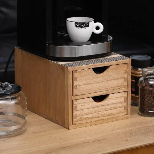 Miniatura 12 de DDYURI Soportes para cápsulas de café de 1 capa y 1 cajón, marrón oscuro (CF1D1C-DK)