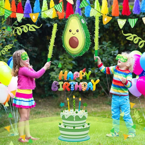 Miniatura 5 de Sratte Decoraciones de piata de aguacate, 16 x 11 x 3 pulgadas, piñata de aguacate con palo para revelación de género, baby shower, fiesta
