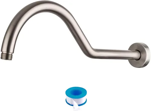 Miniatura 23 de Lordear Brazo de ducha montado en la pared, tubo de ducha de 12 pulgadas con brida, vástago de ducha redondo de 1/2 NPT para cabezal de ducha, negro