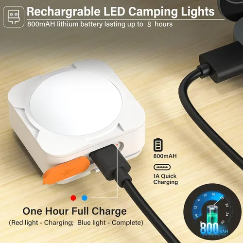 Miniatura 4 de Luces de campamento recargables FLY2SKY 2 piezas de luces blancas de tienda de campaña mini linterna portátil LED linterna de campamento