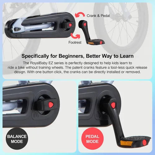 Miniatura 5 de RoyalBaby EZ Kids Bike 12 14 16 18 20 Inch Balance Pedal 2-in-1 Training Bicycle Boys Girls Ages 3 to 12 Years Easy Learn for Beginners