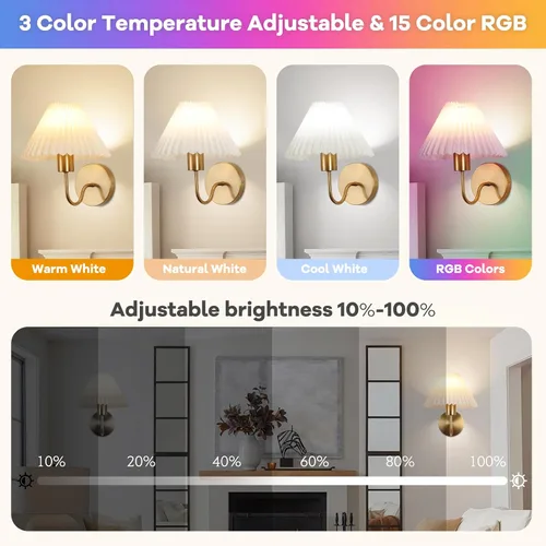 Miniatura 3 de Juego de 2 apliques de pared inalámbricos, pantallas plisadas recargables que funcionan con batería, luces de pared retro de cuello de ganso Dorado