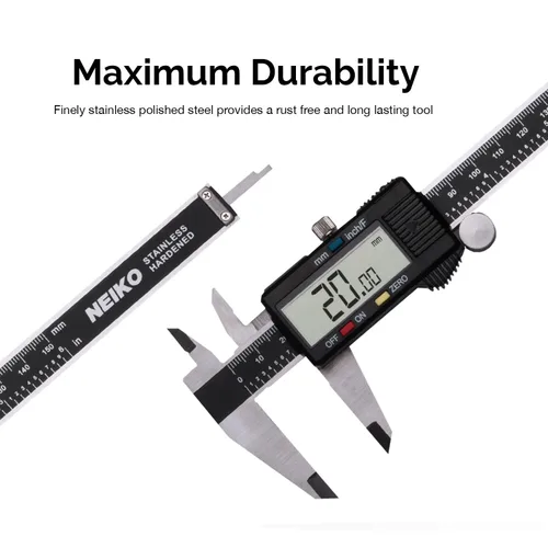 Miniatura 5 de NEIKO 01409A - Calibrador digital electrónico de 12 pulgadas Pantalla extragrande 0-12 pulgadas Conversión de pulgadas/fracciones/milímetros