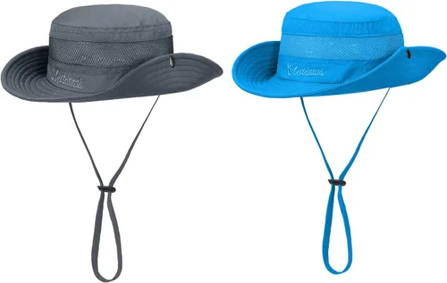 Miniatura 13 de Sombrero de sol para niños con protección solar UPF 50+, sombrero de pescador para niños y niñas, ala ancha, verano, playa, pesca, safari, sombrero
