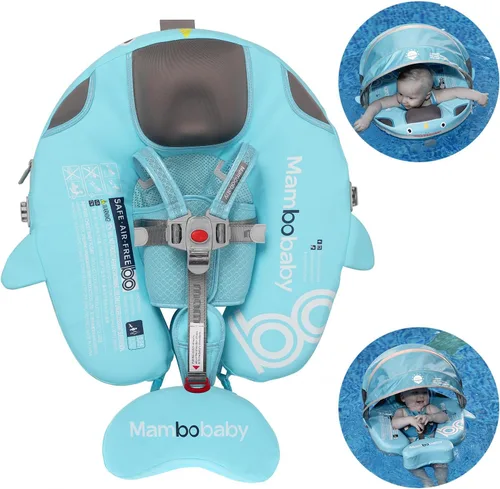 Miniatura 15 de Flotador de piscina para bebé con toldo ajustable 3D UPF50+, añade cola, flotador no inflable para piscina, flotadores de narval de dibujos animados