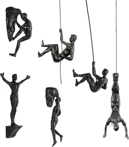 Escultura de pared de hombre escalador – Decoración creativa hecha a mano para el hogar, figura de escalador colgante de resina única 3D para colgar