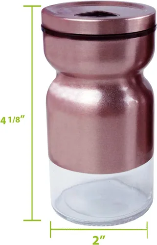 Miniatura 2 de Salero y pimentero cubierta de acero inoxidable parte inferior de vidrio con cubierta giratoria para especias y azúcar (rosa)