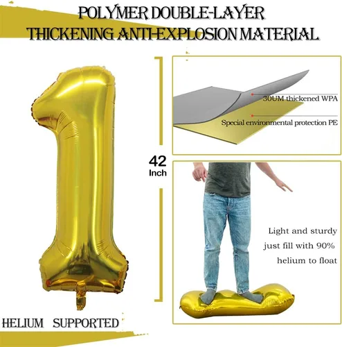 Miniatura 3 de Goer, conjunto de globos de papel aluminio para decoraciones de cumpleaños, globos de las letras de feliz cumpleaños y de números Oro