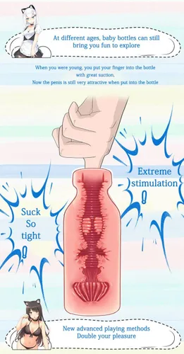 Miniatura 4 de Botella de leche chupando taza de masturbación molde real. Adultos portátil punto G para succión de pene, próstata coño, estimulación sexual