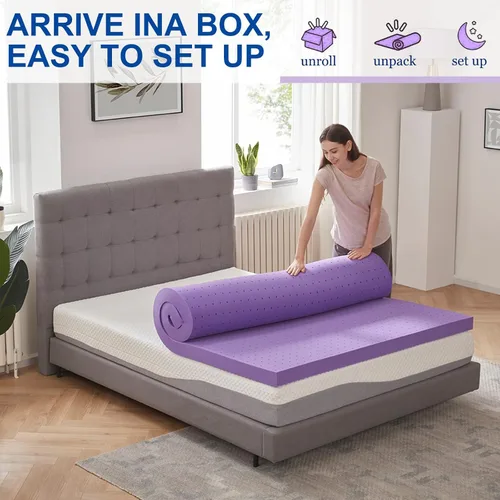 Miniatura 5 de SINWEEK Cubrecolchón de espuma viscoelástica de gel de 3 pulgadas, ventilado, suave, para aliviar la presión, transpirable, certificado CertiPUR-US