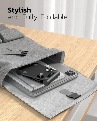 Miniatura 6 de Nulaxy Paquete de 2 Soportes Plegables Dobles para Teléfono Celular, Soporte de Escritorio para Teléfono Totalmente Ajustable y Plegable, Base Dock