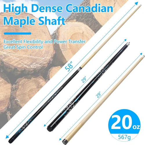 Miniatura 3 de Pool Cue, 58" Billiard Cue Stick 2-Piece Maple Wood Pool Cue Stick 18 19 20 21oz for Bar House Pool Table Sports