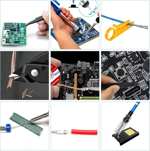 Miniatura 4 de Kit de soldador de hierro, 21 en 1 con temperatura ajustable, 5 puntas de soldadura, soldador de 60 W, alambre de soldadura, bomba desoldadora