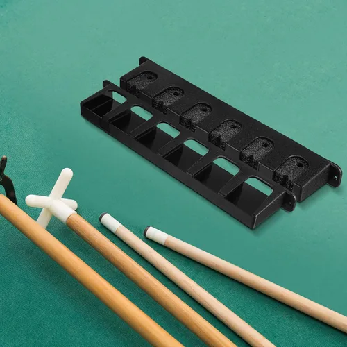 Miniatura 7 de Skylety Soporte para palos de billar de 2 piezas para 6 tacos montados en la pared, bolas de billar, accesorios para sala de juegos, bares, clubes