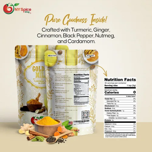 Miniatura 2 de NY SPICE SHOP Golden Milk Superfood en polvo – 4 onzas (onza) Instant Latte Mix Superfood con cúrcuma – Mezcla de superalimentos de cúrcuma, canela