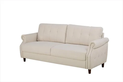 Miniatura 3 de Container Furniture Direct Tapizado ultra moderno con botones capitoné en la parte trasera con brazos enrollados para sala de estar, galleta