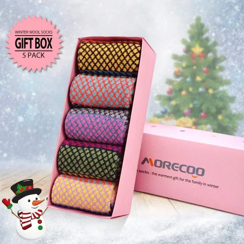 Miniatura 2 de MORECOO Calcetines de invierno para mujer, caja de regalo, tamaño libre, lana gruesa, suave, cálidos, calcetines casuales para mujer, calcetines