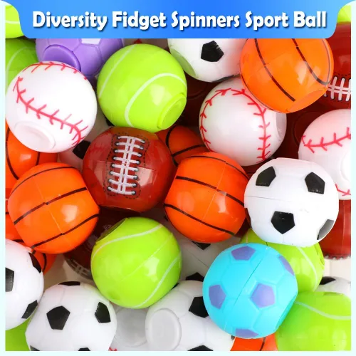 Miniatura 3 de Paquete de 42 recuerdos de fiesta deportiva, mini fidget spinner, juguetes de pelota deportiva para niños, juguetes de fútbol y béisbol para niños