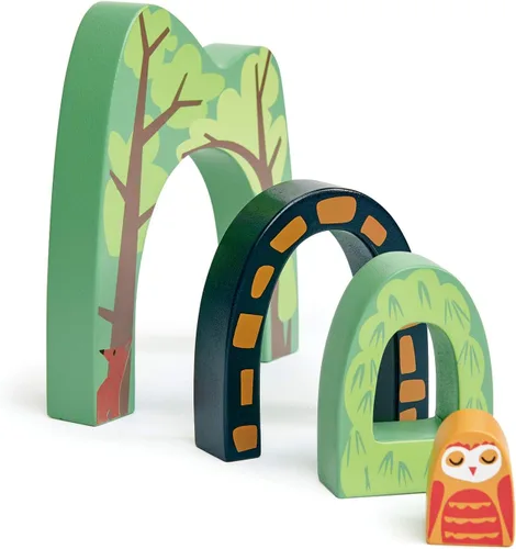 Miniatura 2 de Tender Leaf Toys - Túneles forestales - Accesorios para el juego de tren apilable - Apilador de juguetes, bloques - Juego de juguetes de extremos