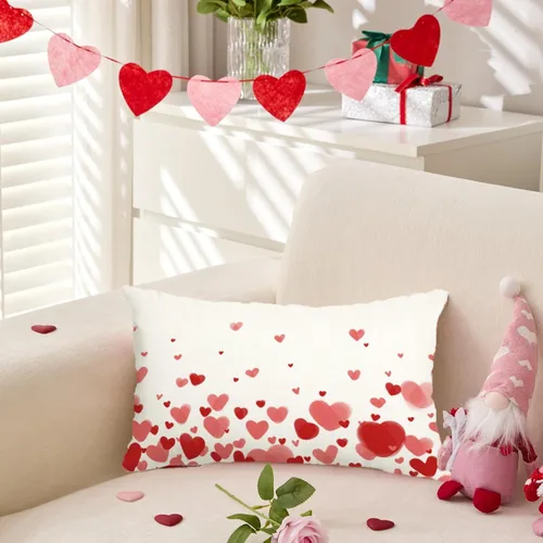 Miniatura 4 de RABUSOFA Fundas de almohada de San Valentín de 12 x 20 pulgadas, decoración del día de San Valentín, fundas de cojín lumbar, fundas de cojín lumbar