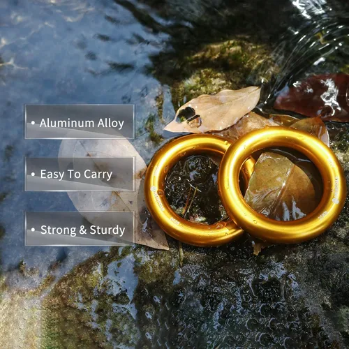 Miniatura 3 de NewDoar Rappel Ring 25kN Oro Grande O-Ring Cuerda Conector para Escalada Arborista Rescate Hamaca y Slackline oro 5 piezas