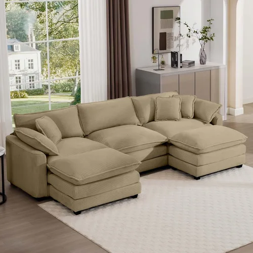 Miniatura 53 de Aoowow Sofá de dos plazas de pana, modernos sofás de nube de 2 plazas para sala de estar, sofás modulares de nube seccionales con asiento profundo
