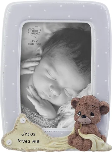 Precious Moments 203106 Jesus Loves Me Bear - Marco de fotos (resina y cristal)