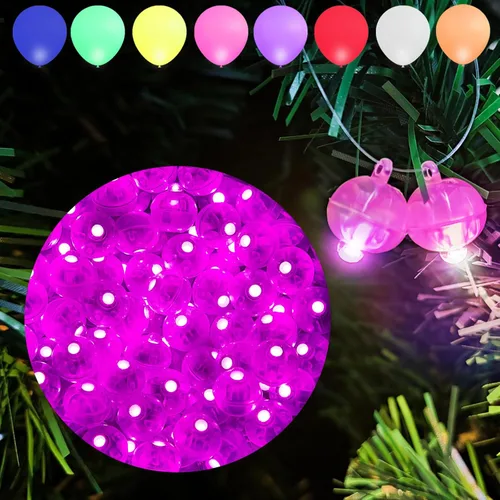 Miniatura 26 de Aogist 100 luces de globo Mutilcolor, luz de bola pequeña impermeable de largo tiempo de espera, lámpara LED redonda para linterna de papel, fiesta