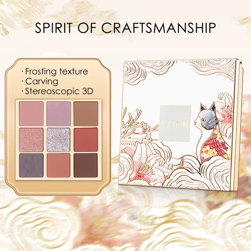 Miniatura 6 de Catkin Paletas de sombras de ojos 9 tonos mezclables Sombra de ojos suave de larga duración Maquillaje de ojos mate y purpurina Paletas de C12