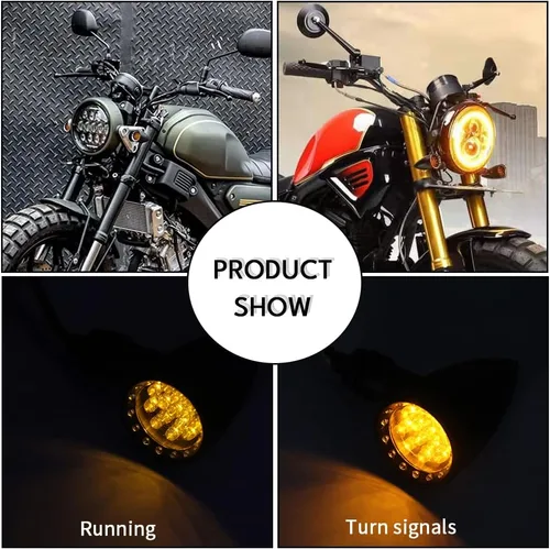 Miniatura 4 de Dreamizer Señales de giro de motocicleta en forma de bala con luces LED, lámpara indicadora de aleación de aluminio para Cafe Racer Bobber Shadow