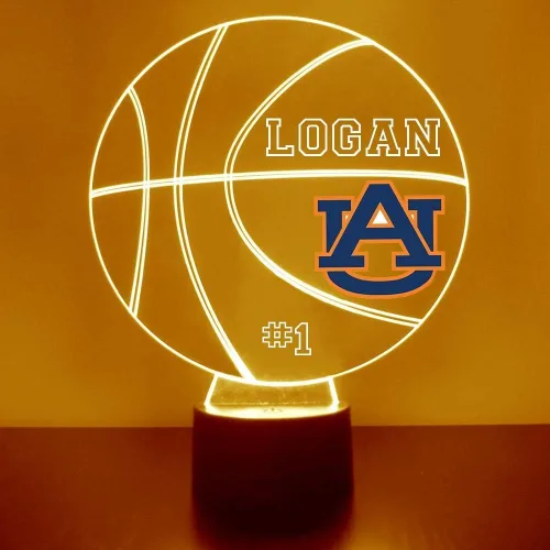 Miniatura 43 de Lámpara de luz nocturna personalizada de la Universidad de Missouri (Mizzou) Tigers con bola de baloncesto y logotipo, letrero LED con control