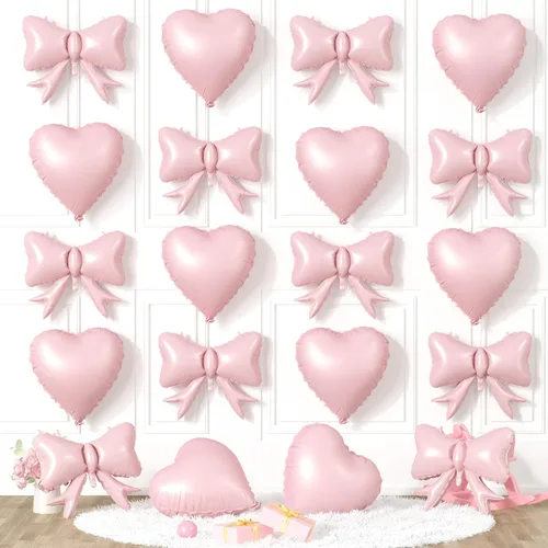 Miniatura 15 de 20 globos de lazo rosa, globos de corazón rosa bebé, globo en forma de corazón de 18 pulgadas, globo de lazo de 21 pulgadas para propuesta
