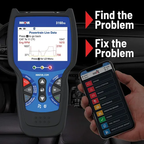 Miniatura 5 de INNOVA Escáner OBD2 3160RS, purgador de frenos ABS, diagnósticos de transmisión del motor ABS SRS, reinicio de luz de airbag, probador de batería